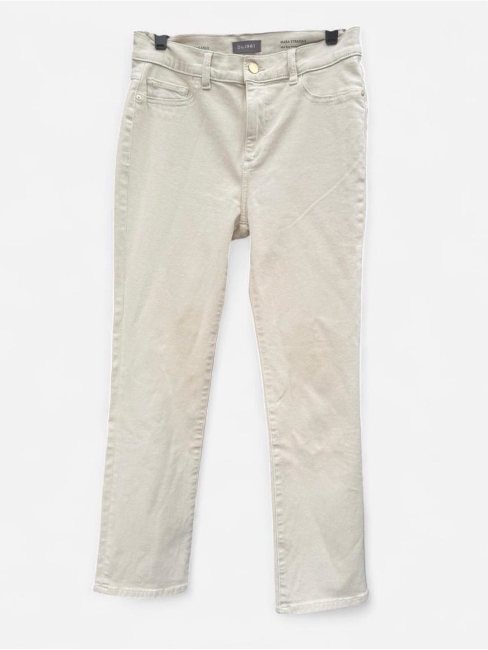 DL1961 Cream Mid-Rise Skinny Jeans